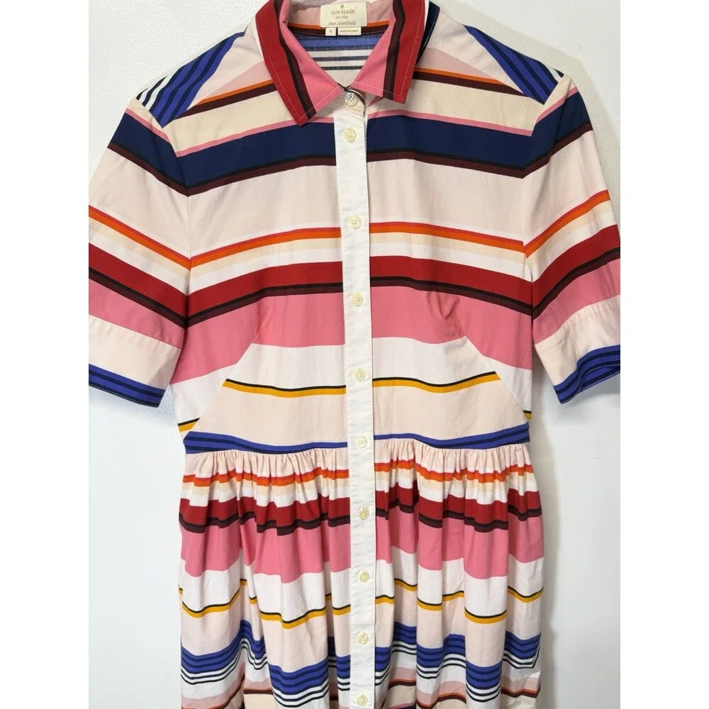 Kate Spade Women’s Colorful Short Sleeve Dress Striped. Cotton Multicolor Sz 6